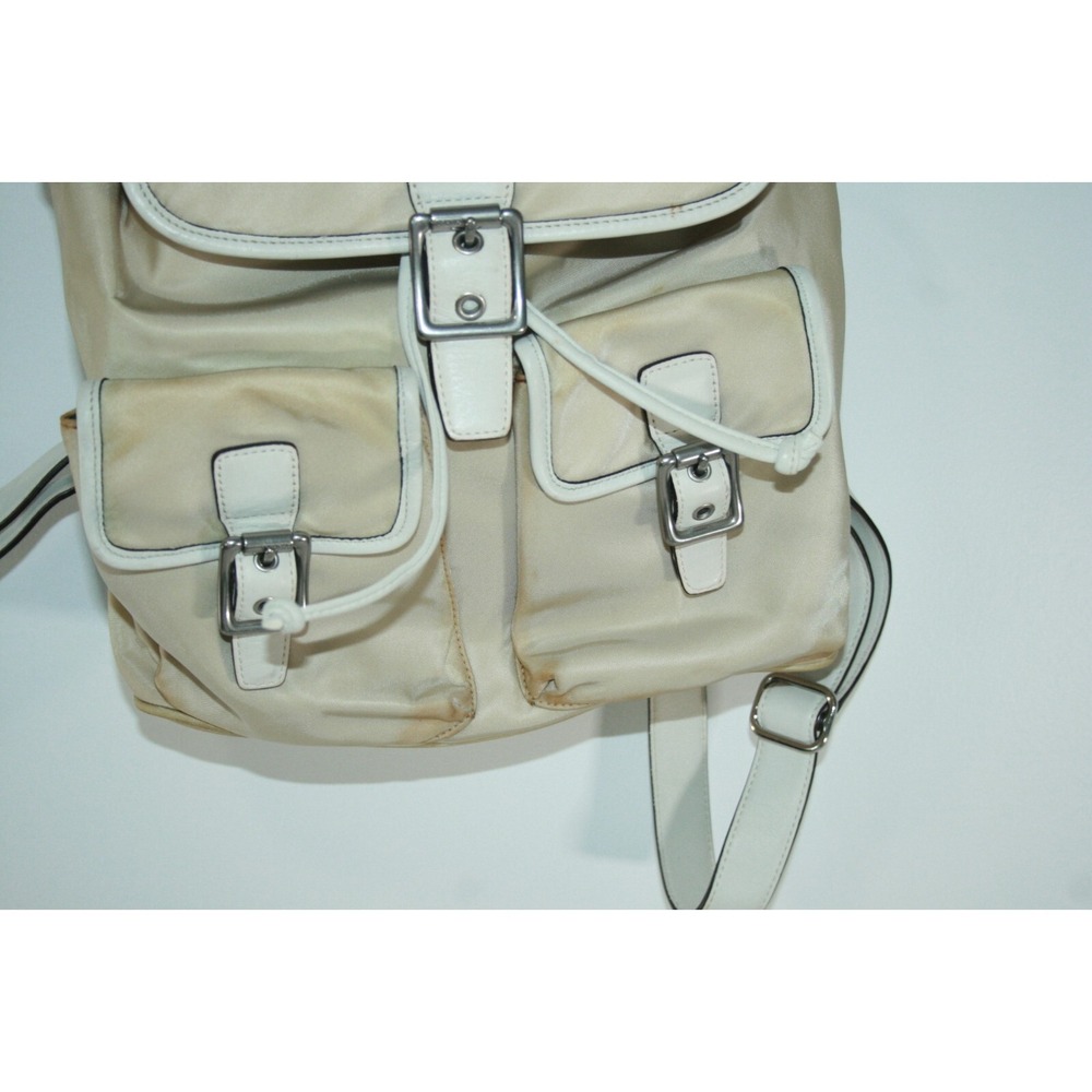 Coach Tan Nylon Double Pocket Drawstring Women's Backpack Purse Bag 6258 - Picture 3 of 12